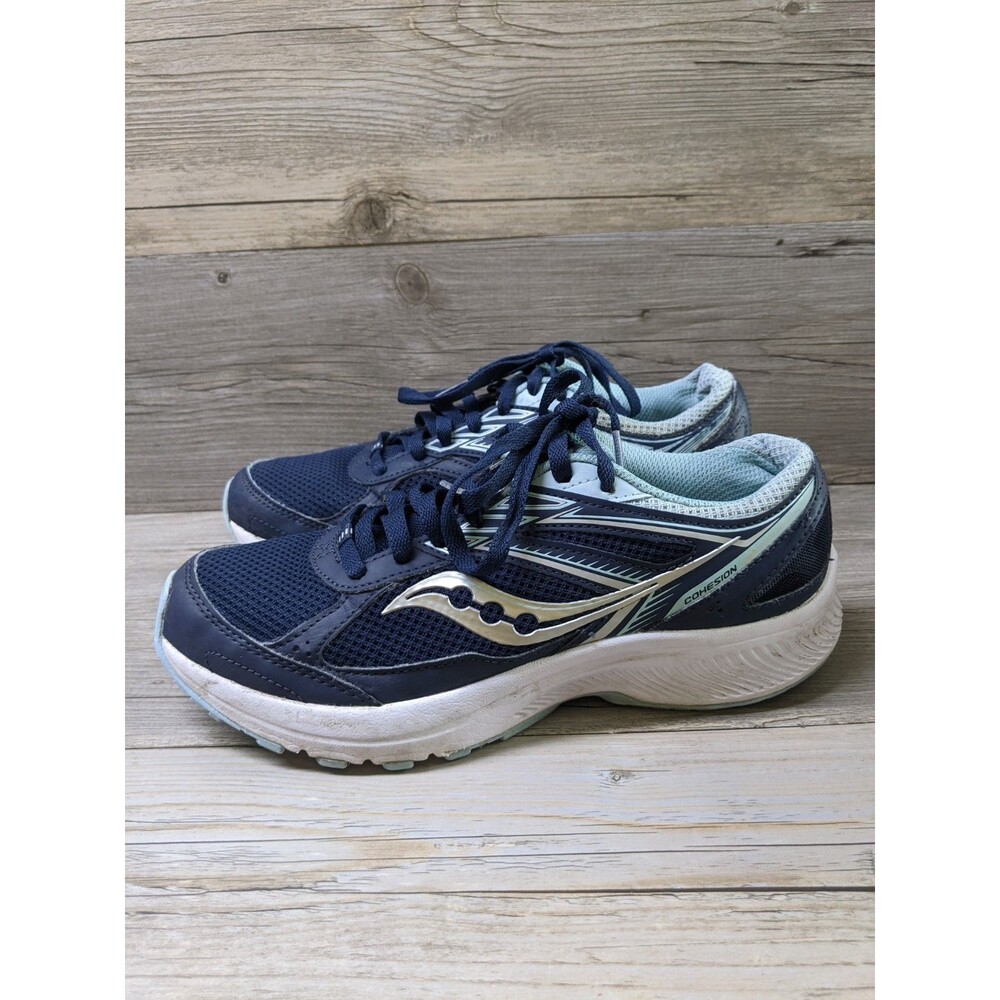 Saucony Cohesion Shoes Sneakers Womens 8.5 Blue Logo Running S10628-3 Sport